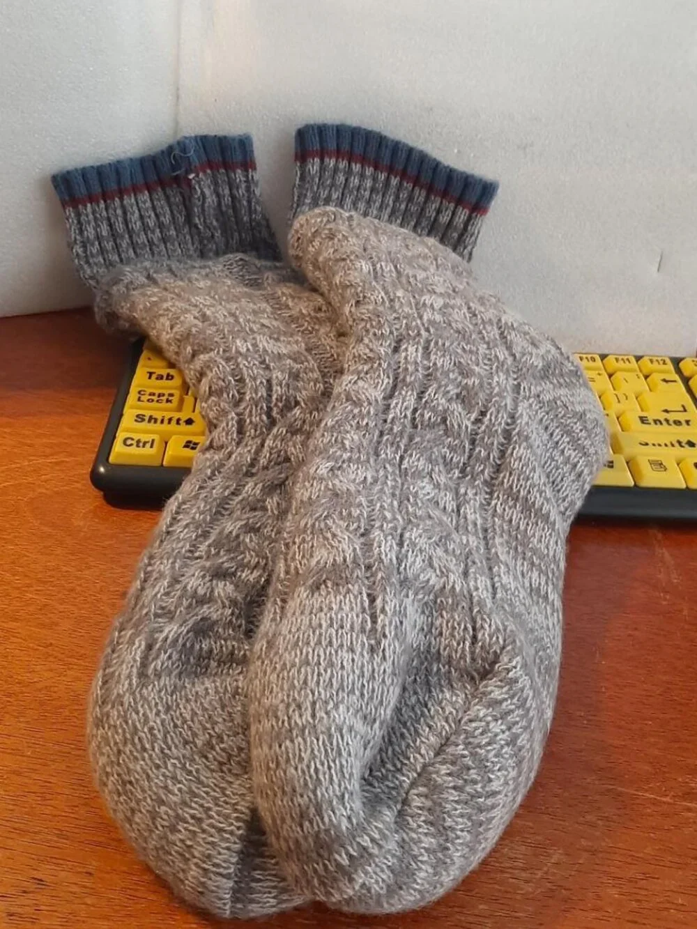 Unisex Cozy Cable Knit Gray Woolen Leg Warmers Or Boot Ribbed Cuffs Stripes